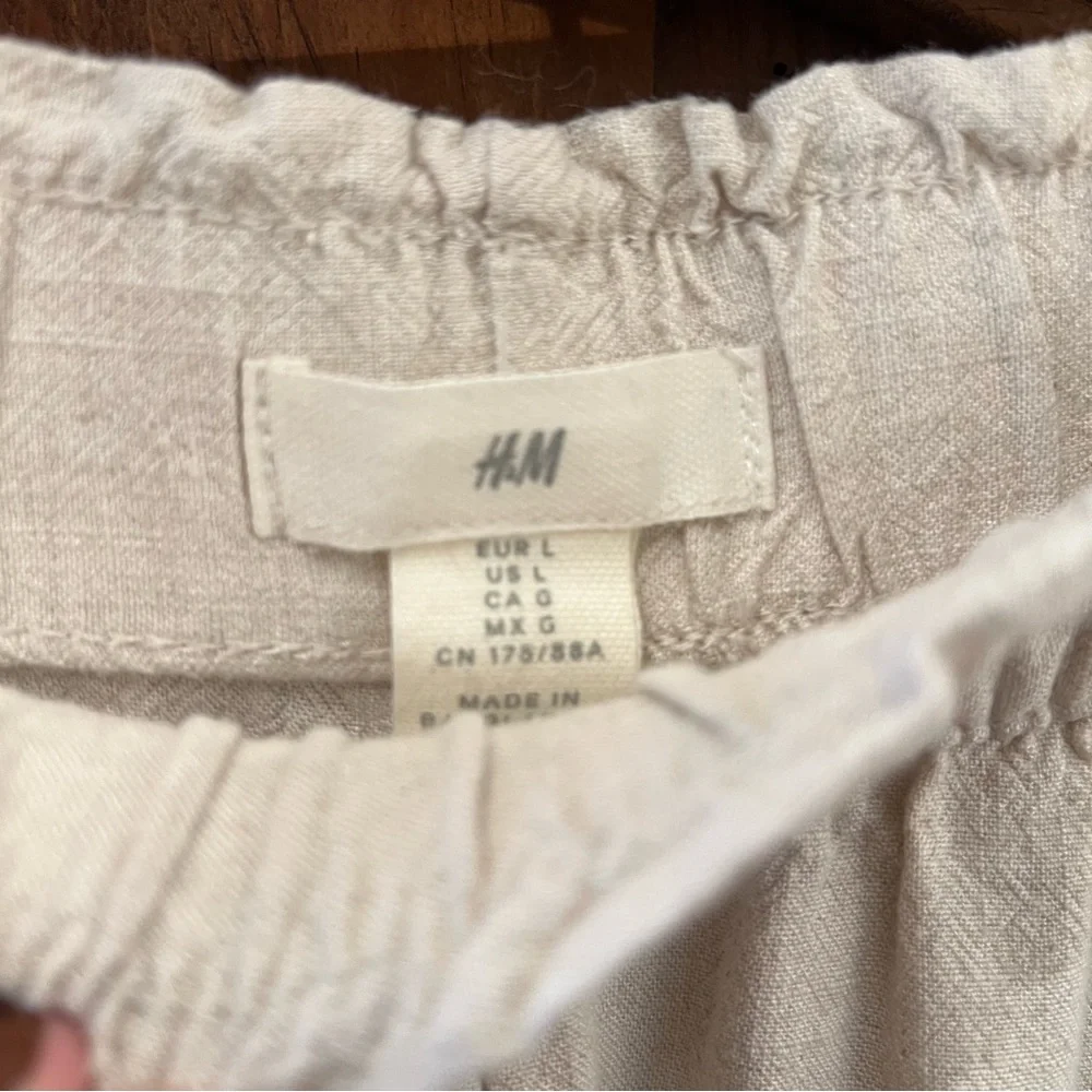 H&M Cream Cropped Wide Leg Pants